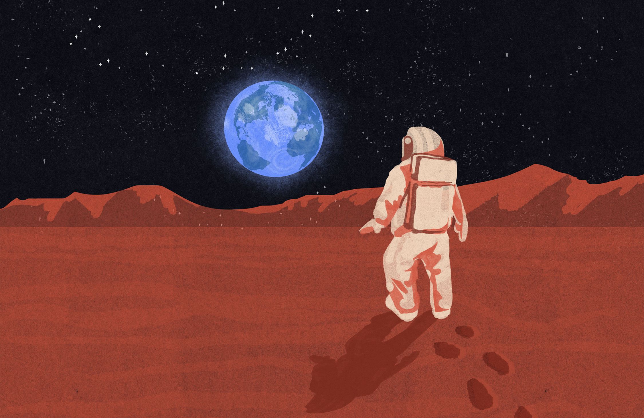 Ilustracja do tekstu o locie na Marsa
